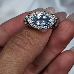 John Hardy Topaz Diamond Halo Ring